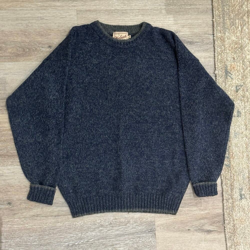 Woolrich Rugged Outdoorwear Wool Blend Crewneck Sweater Medium Ash Navy